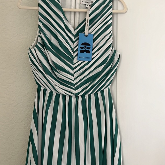 NWT Hunter Bell Midi Dress Emerald Stripe Kathleen Dress Cutout Back Size 6 - Picture 7 of 13